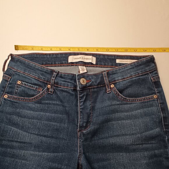 Vintage America Jeans Size 4/27 Weekend Crop Mid Rise Skinny Leg Dark Wash - Picture 7 of 10